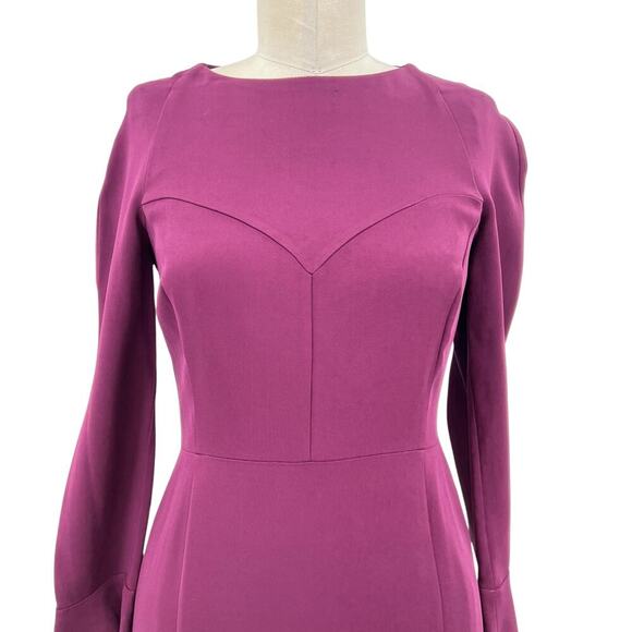 Hobbs London‎ Ruth Dress Purple Burgundy Long Bell Sleeve Sheath Size US 4 - Picture 4 of 14